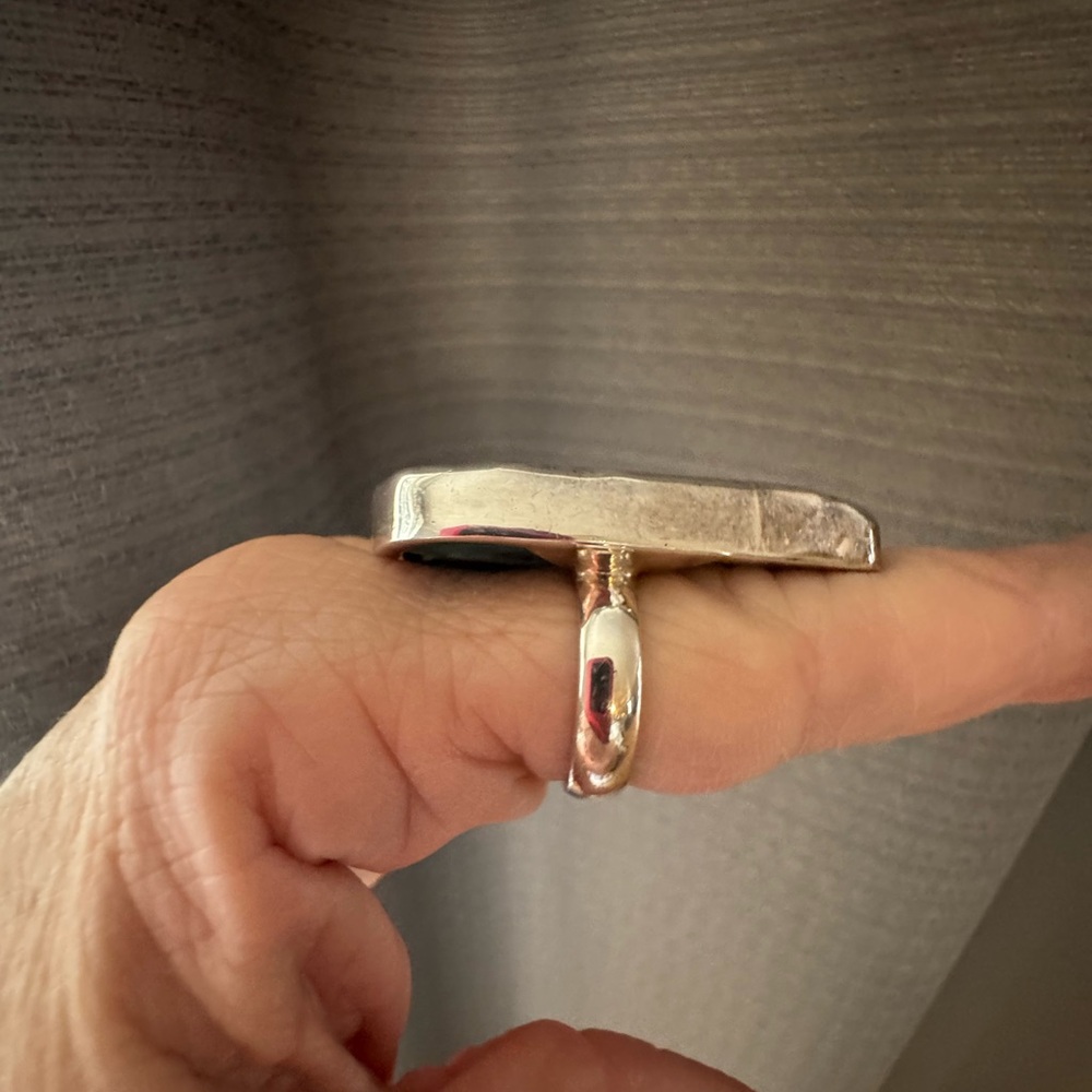 Blue Agate And Sterling Silver Ring - image 2